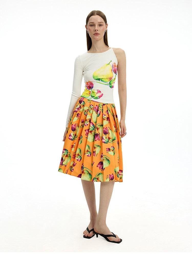 AFTADAWN White Floral Print Single Sleeve Women&