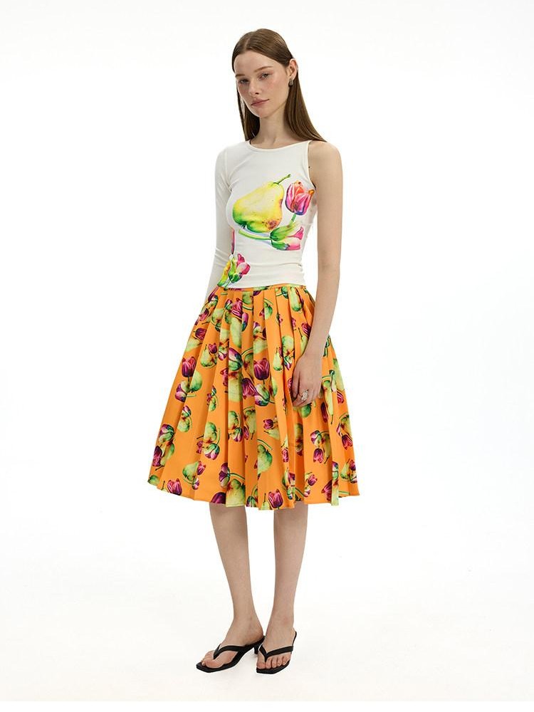 AFTADAWN White Floral Print Single Sleeve Women&