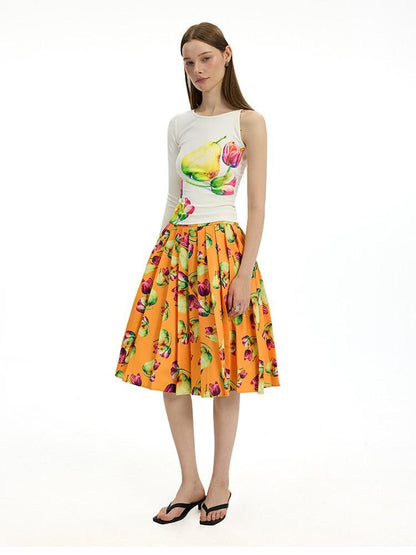 AFTADAWN White Floral Print Single Sleeve Women&