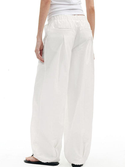 AFTADAWN White Textured Crinkle Pleated Draped Women&