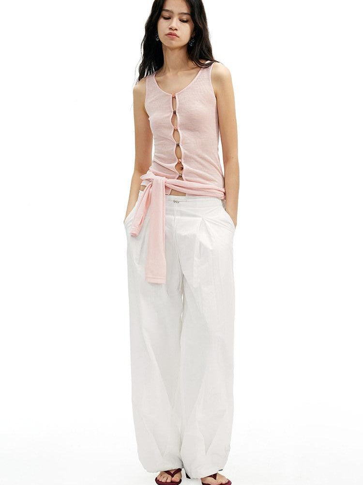 AFTADAWN White Textured Crinkle Pleated Draped Women&
