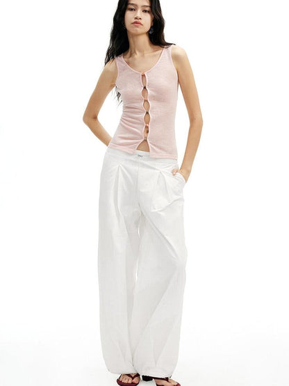 AFTADAWN White Textured Crinkle Pleated Draped Women&
