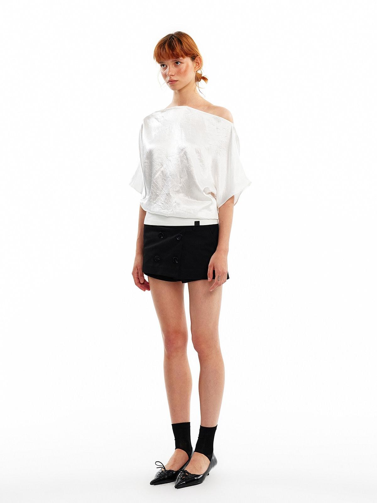 ALINNV Asymmetric Slanted Neck Batwing Women&
