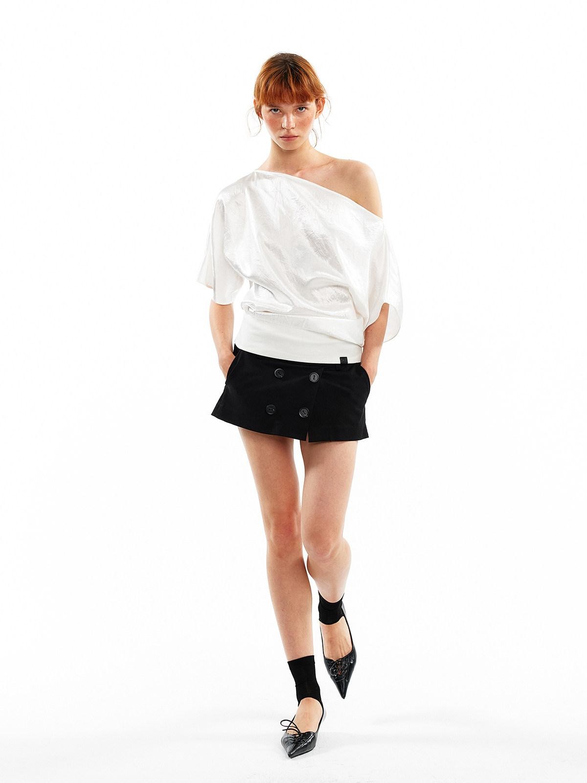 ALINNV Asymmetric Slanted Neck Batwing Women&