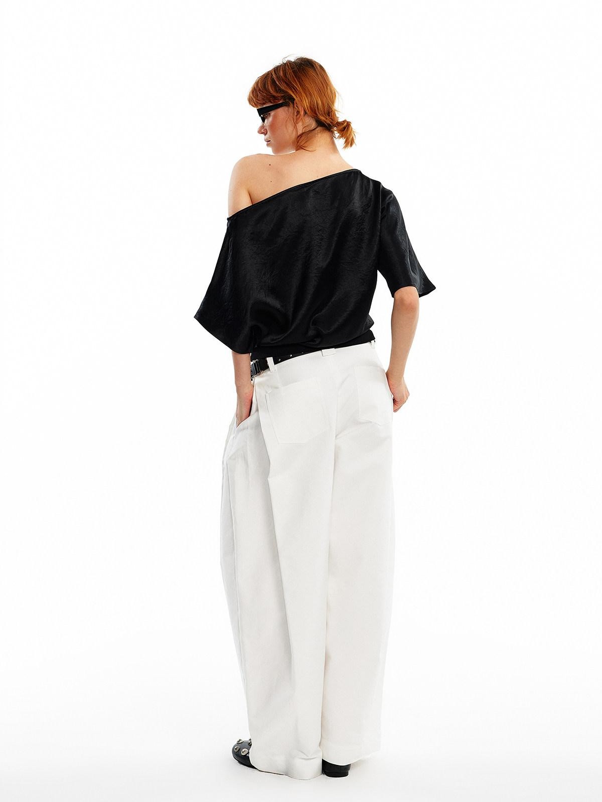ALINNV Asymmetric Slanted Neck Batwing Women&