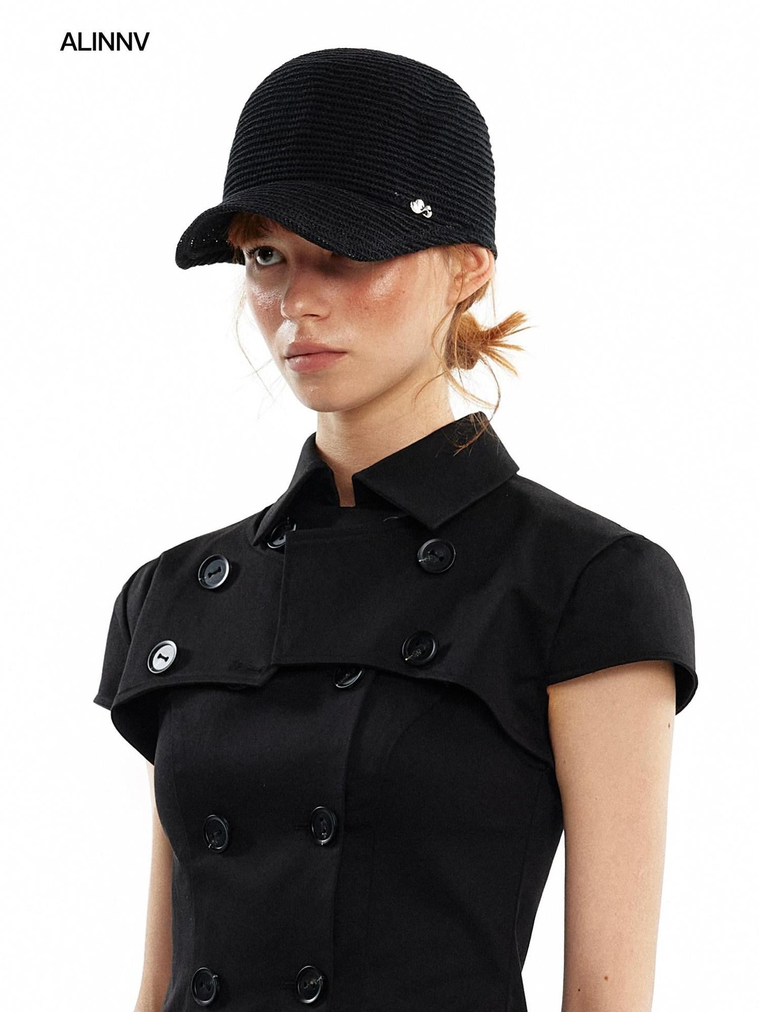 ALINNV Black And Off White Two Colors Wide Brim Women&