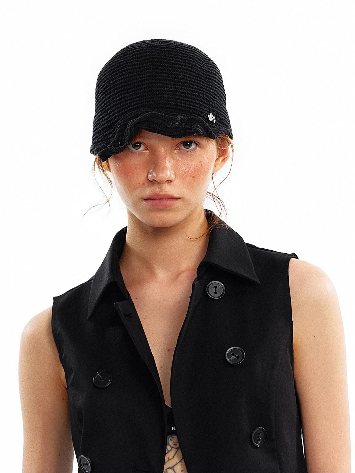 ALINNV Black And Off White Two Colors Wide Brim Women&