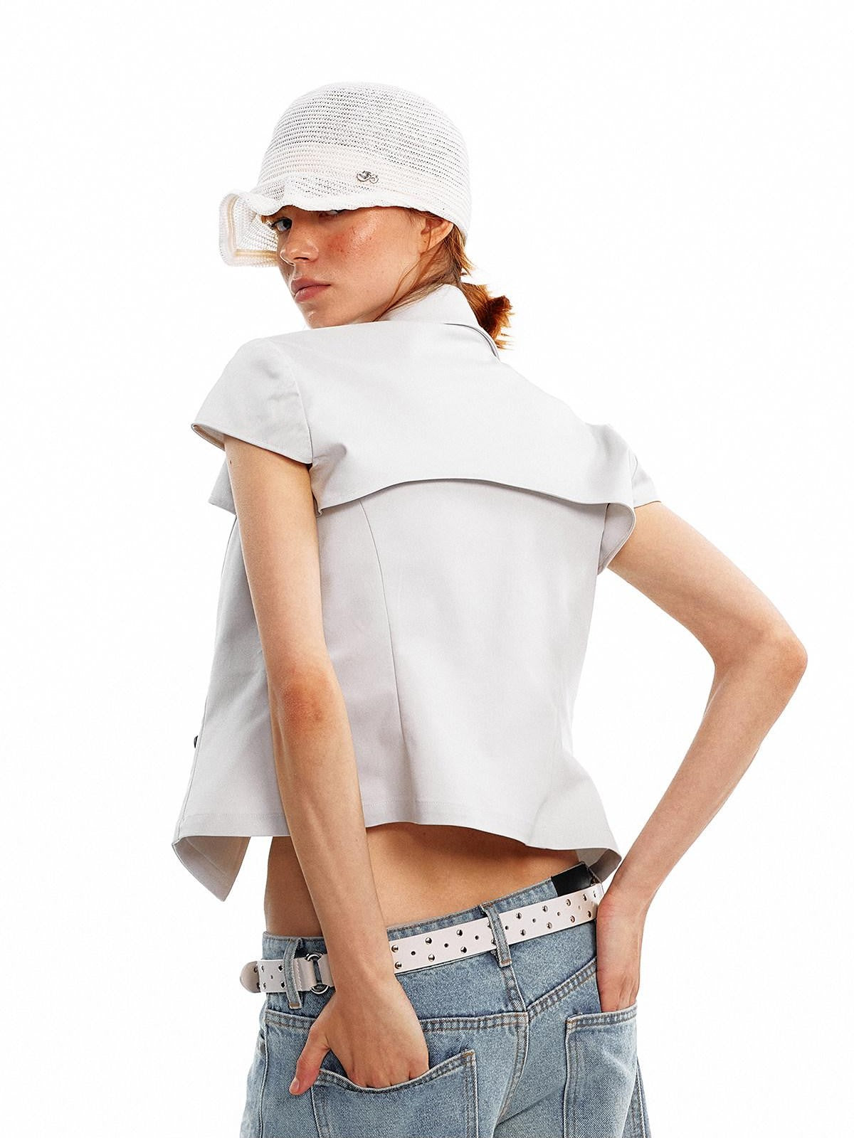 ALINNV Black And Off White Two Colors Wide Brim Women&