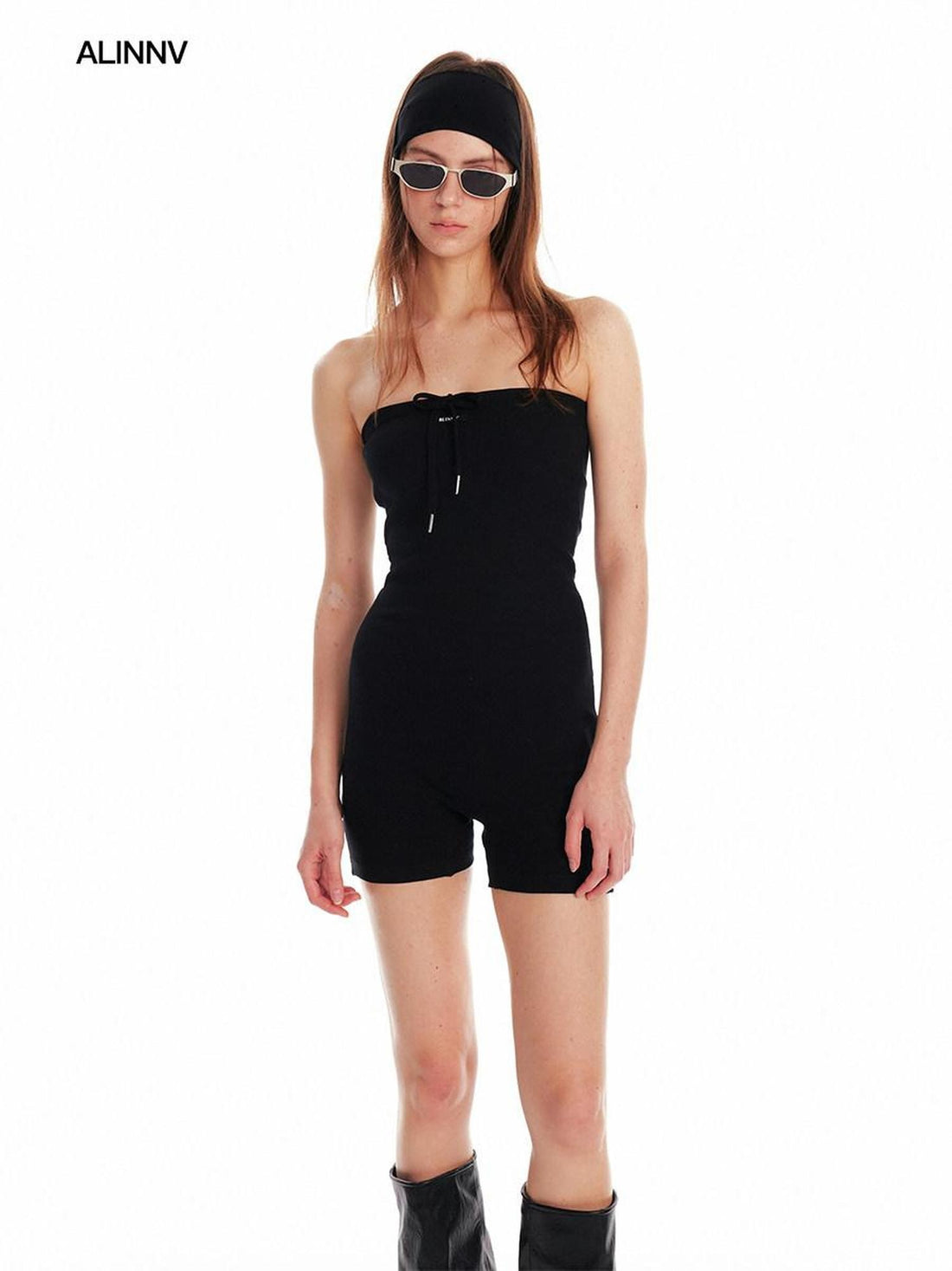 ALINNV Black Bandeau Slim Fit Street Style Women&