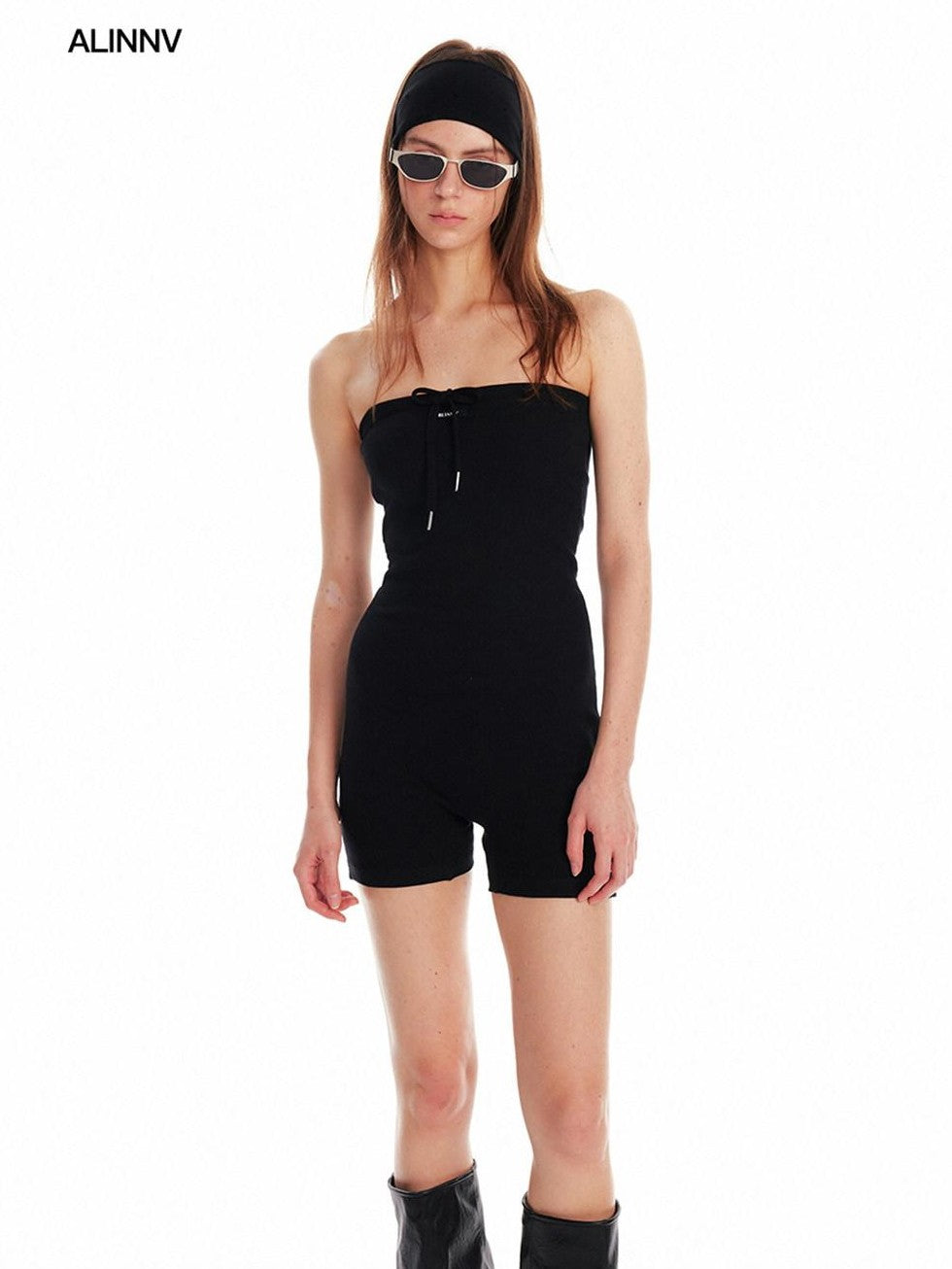 ALINNV Black Bandeau Slim Fit Street Style Women&