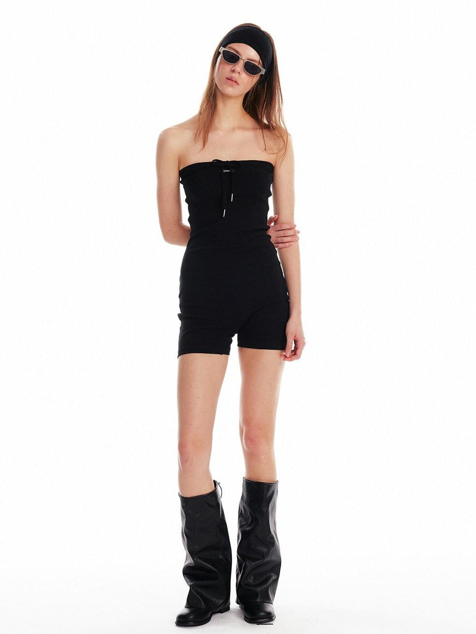 ALINNV Black Bandeau Slim Fit Street Style Women&