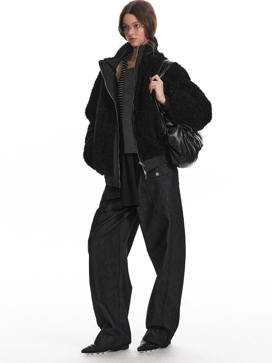 ALINNV Black Faux Two Piece Halter Neck Cropped Loose Women&