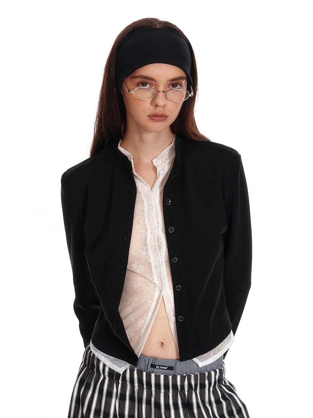 ALINNV Black Faux Two Piece Lace Knit Women&