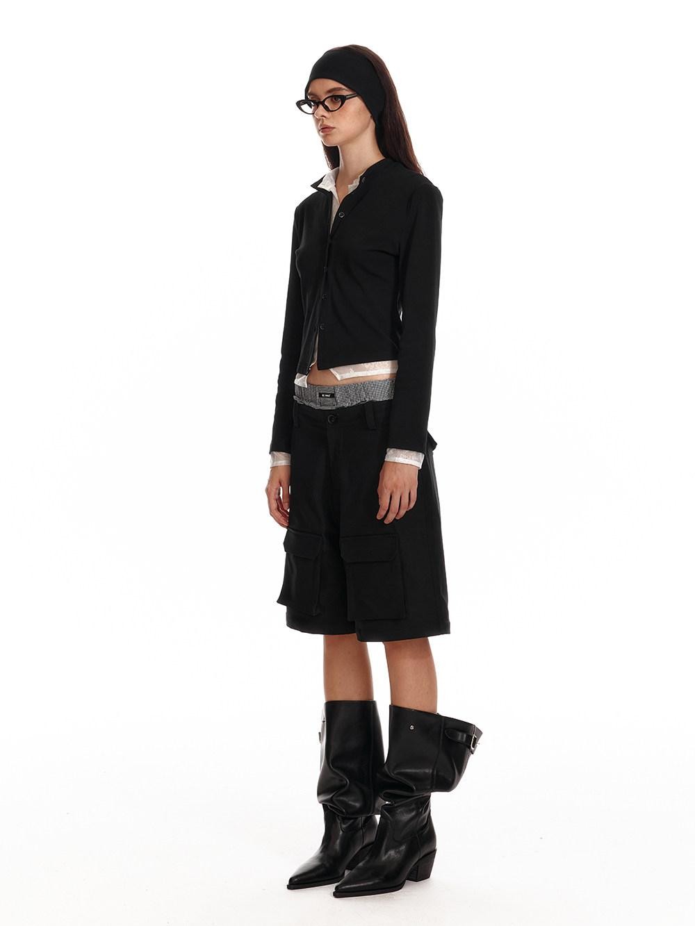 ALINNV Black Faux Two Piece Lace Knit Women&