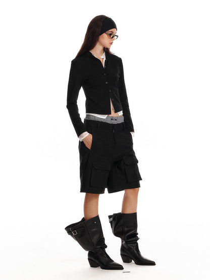 ALINNV Black Faux Two Piece Lace Knit Women&