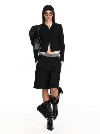 ALINNV Black Faux Two Piece Lace Knit Women&