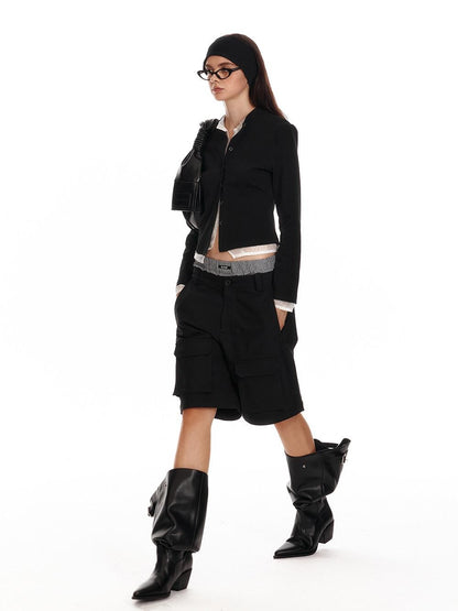 ALINNV Black Faux Two Piece Lace Knit Women&