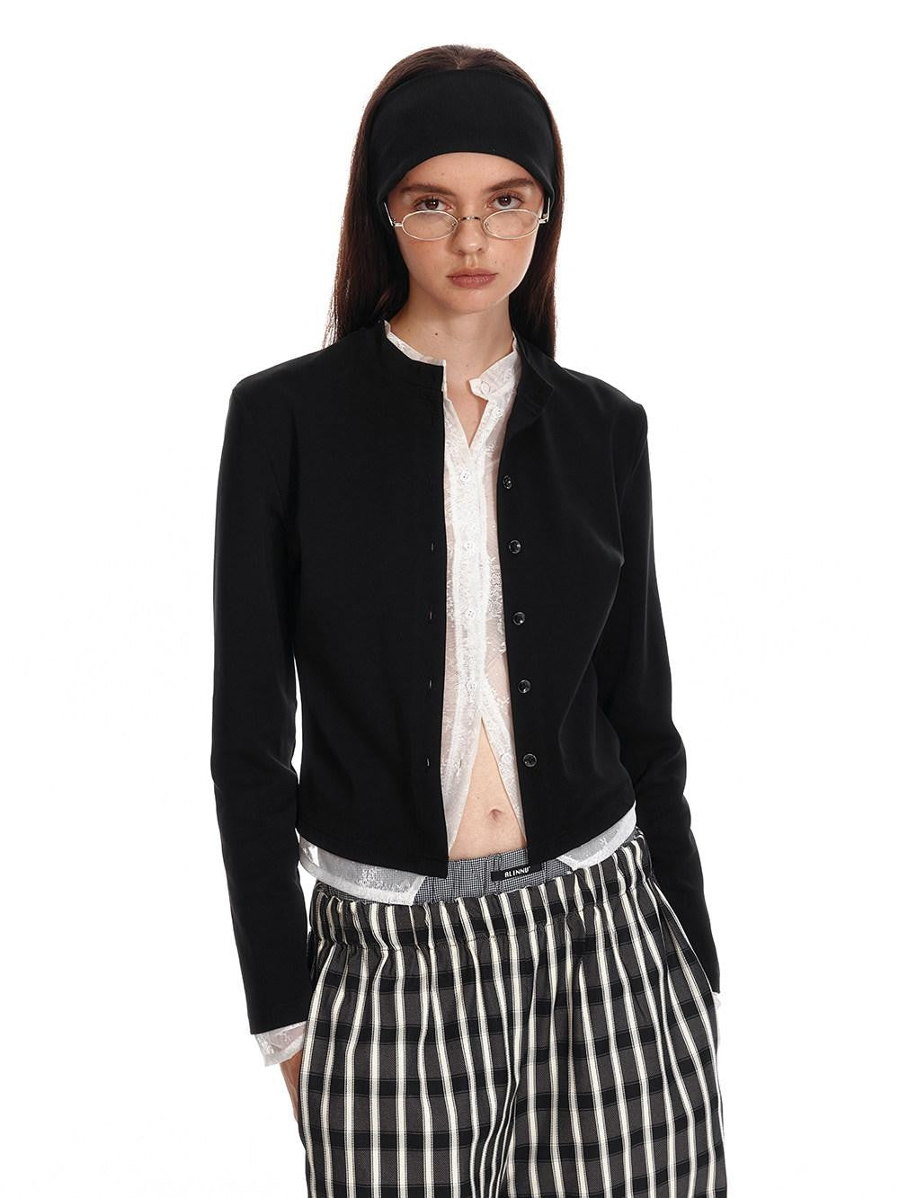 ALINNV Black Faux Two Piece Lace Knit Women&