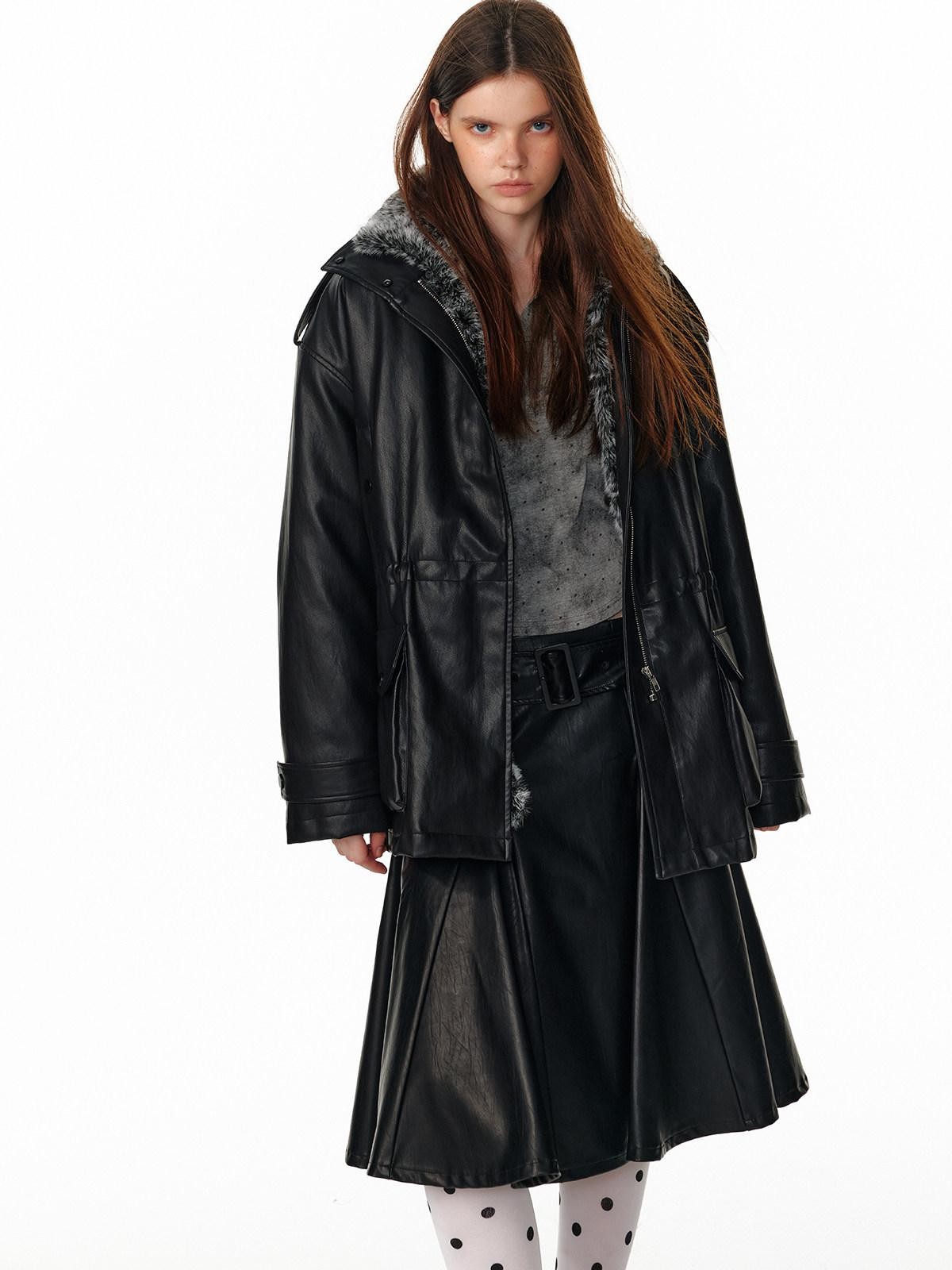 ALINNV Black Flared Low Waist Loose Aline Silhouette Belted Women&