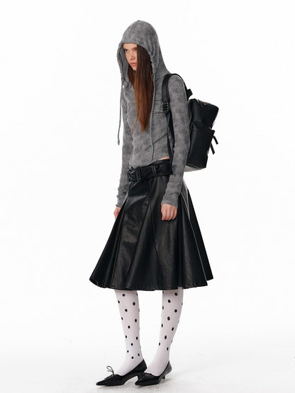 ALINNV Black Flared Low Waist Loose Aline Silhouette Belted Women&