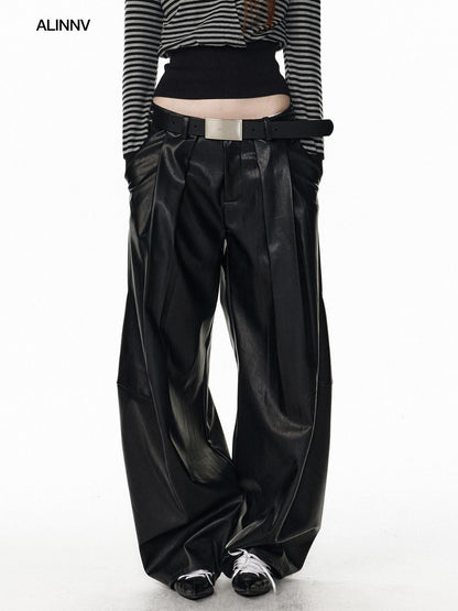 ALINNV Black Utility Knife Cut Natural Waist Streetwear Women&