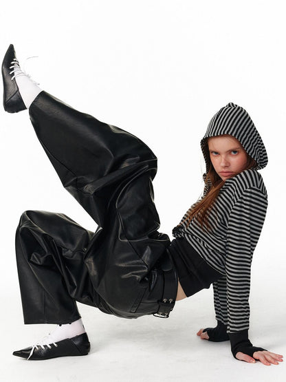 ALINNV Black Utility Knife Cut Natural Waist Streetwear Women&
