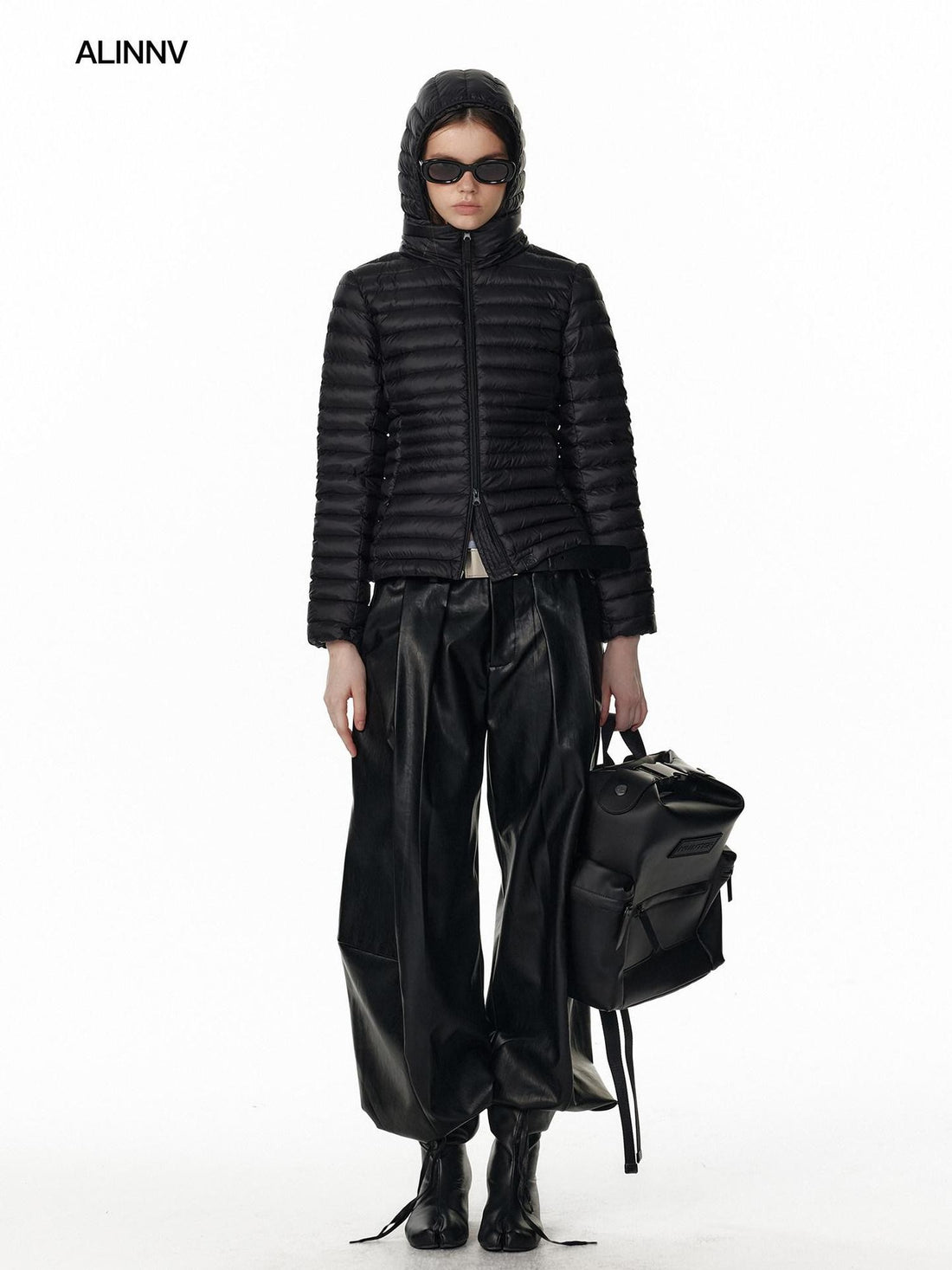 ALINNV Black Utility Knife Cut Natural Waist Streetwear Women&