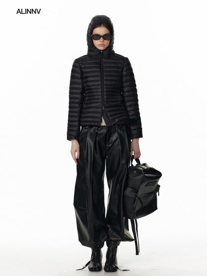 ALINNV Black Utility Knife Cut Natural Waist Streetwear Women&