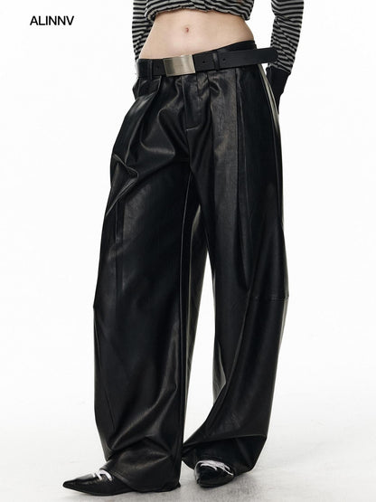 ALINNV Black Utility Knife Cut Natural Waist Streetwear Women&