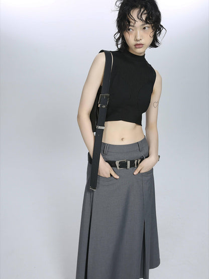 ALINNV Black Wavy Irregular Zinc Alloy Buckle Women&