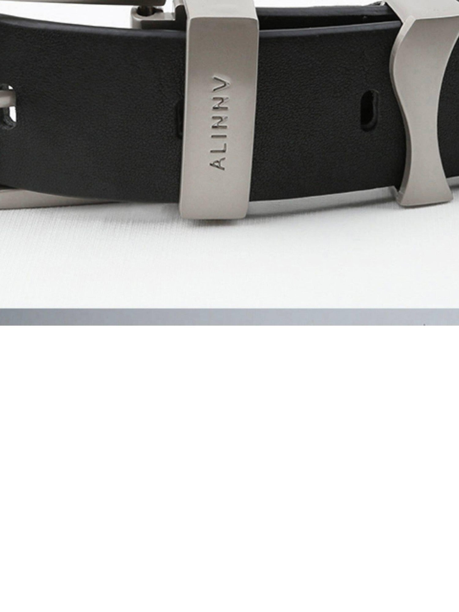 ALINNV Black Wavy Irregular Zinc Alloy Buckle Women&