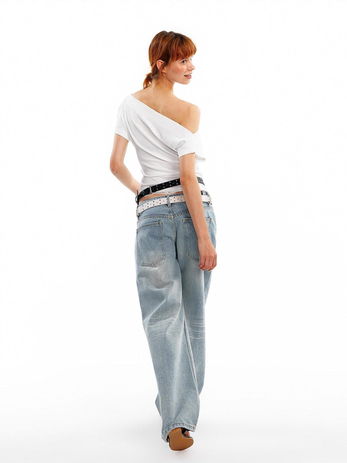 ALINNV Black White Reversible Lace Stretch Cropped Slim Women&