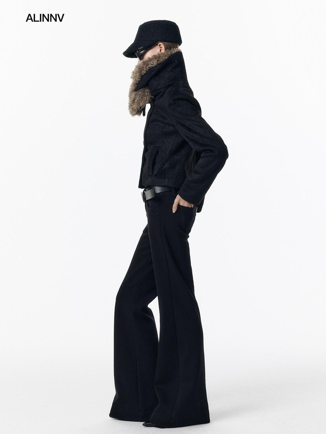 ALINNV Casual Fleece Lined Low Waist Slight Stretch Women&
