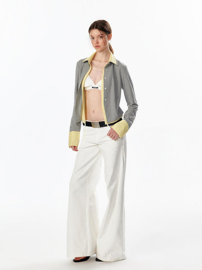 ALINNV Colorblock Faux Layered Cinched Waist Women&