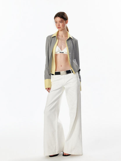 ALINNV Colorblock Faux Layered Cinched Waist Women&