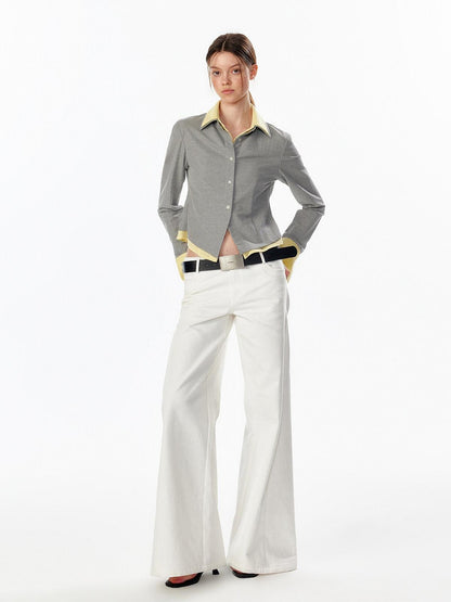 ALINNV Colorblock Faux Layered Cinched Waist Women&