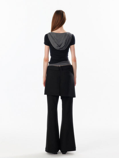 ALINNV Colorblock Spliced Layered Hooded Slimming Women&