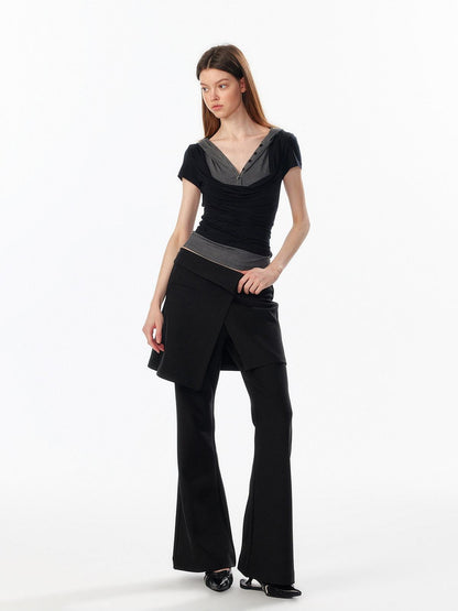 ALINNV Colorblock Spliced Layered Hooded Slimming Women&
