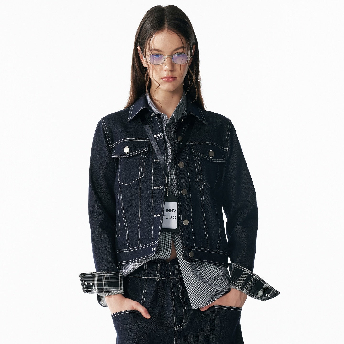 ALINNV_Contrast_Stitch_Colorblock_Short_Lapel_Slimming_Women&