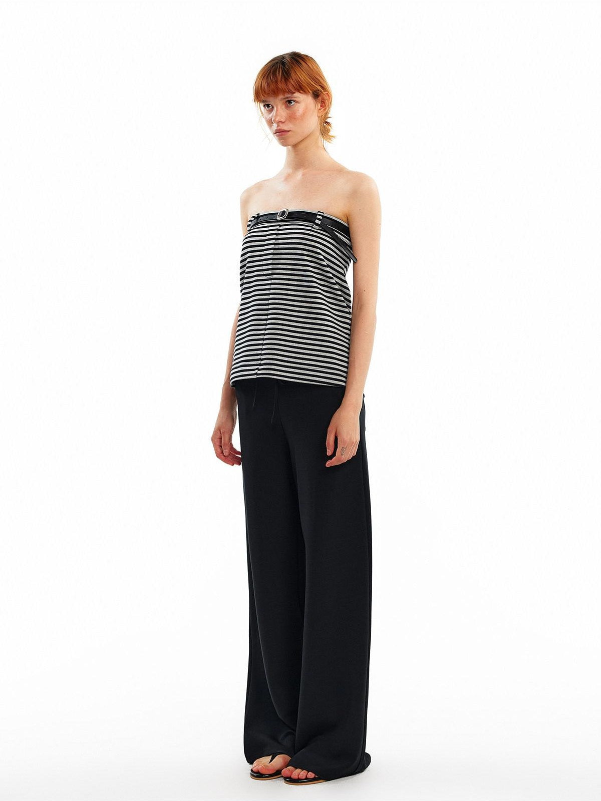 ALINNV Cropped Asymmetric Half Elastic Anti Slip Belted Women&