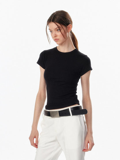ALINNV Cropped Hourglass Slim Fit Crew Neck Women&