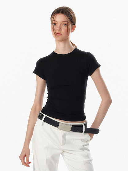 ALINNV Cropped Hourglass Slim Fit Crew Neck Women&