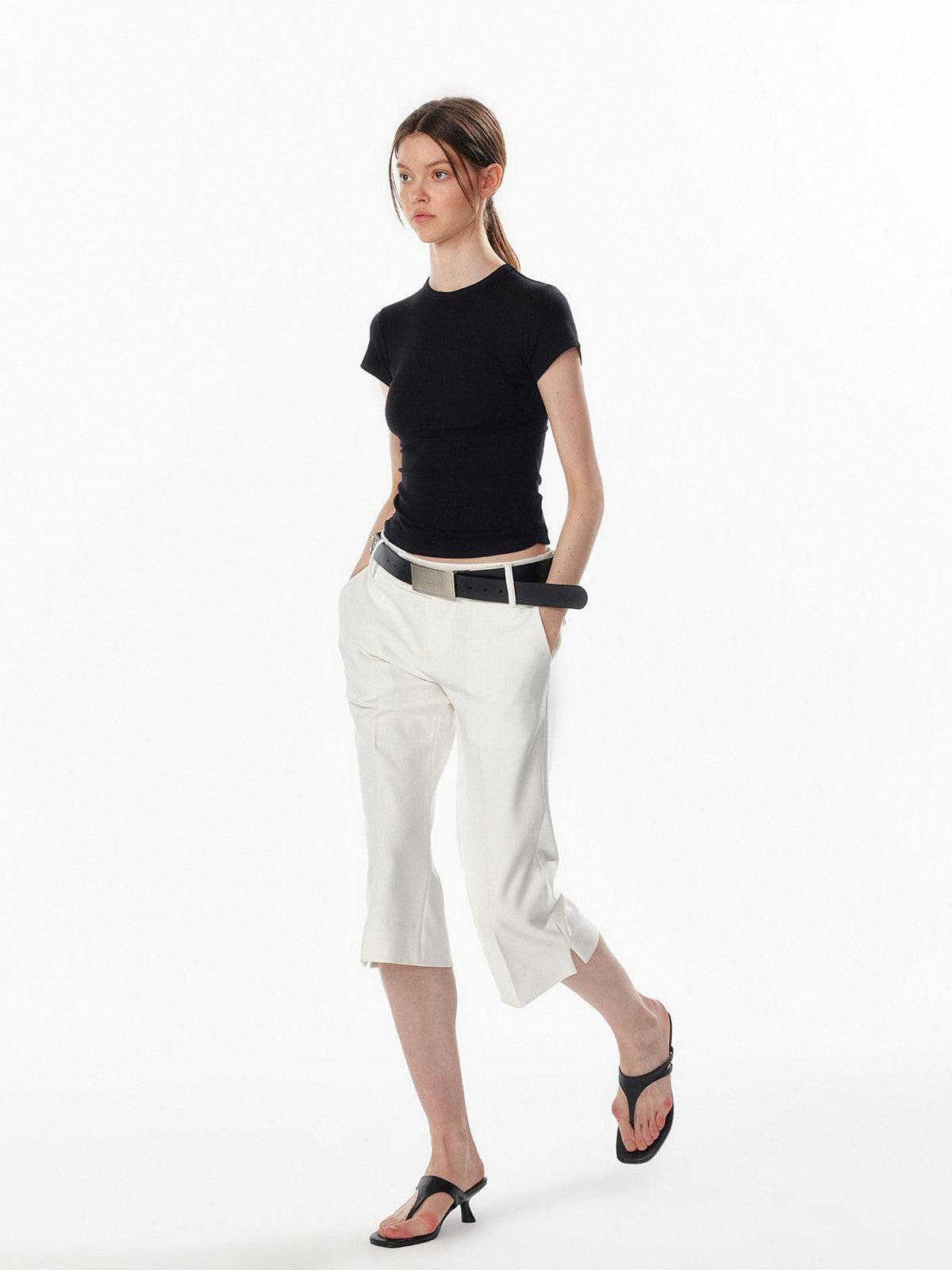 ALINNV Cropped Hourglass Slim Fit Crew Neck Women&