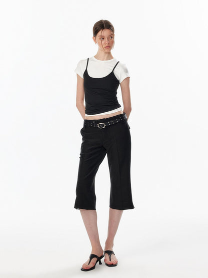 ALINNV Cropped Hourglass Slim Fit Crew Neck Women&