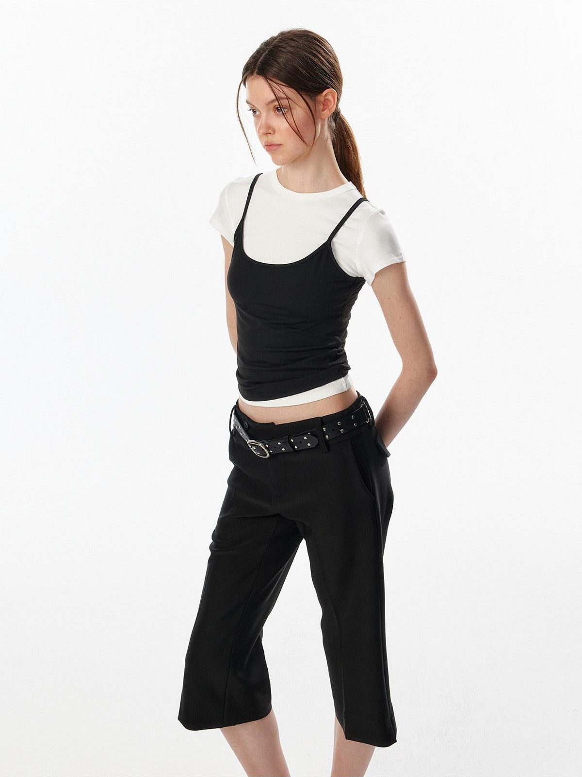 ALINNV Cropped Hourglass Slim Fit Crew Neck Women&