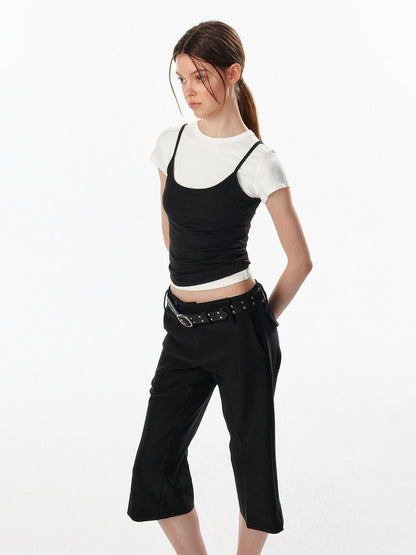 ALINNV Cropped Hourglass Slim Fit Crew Neck Women&