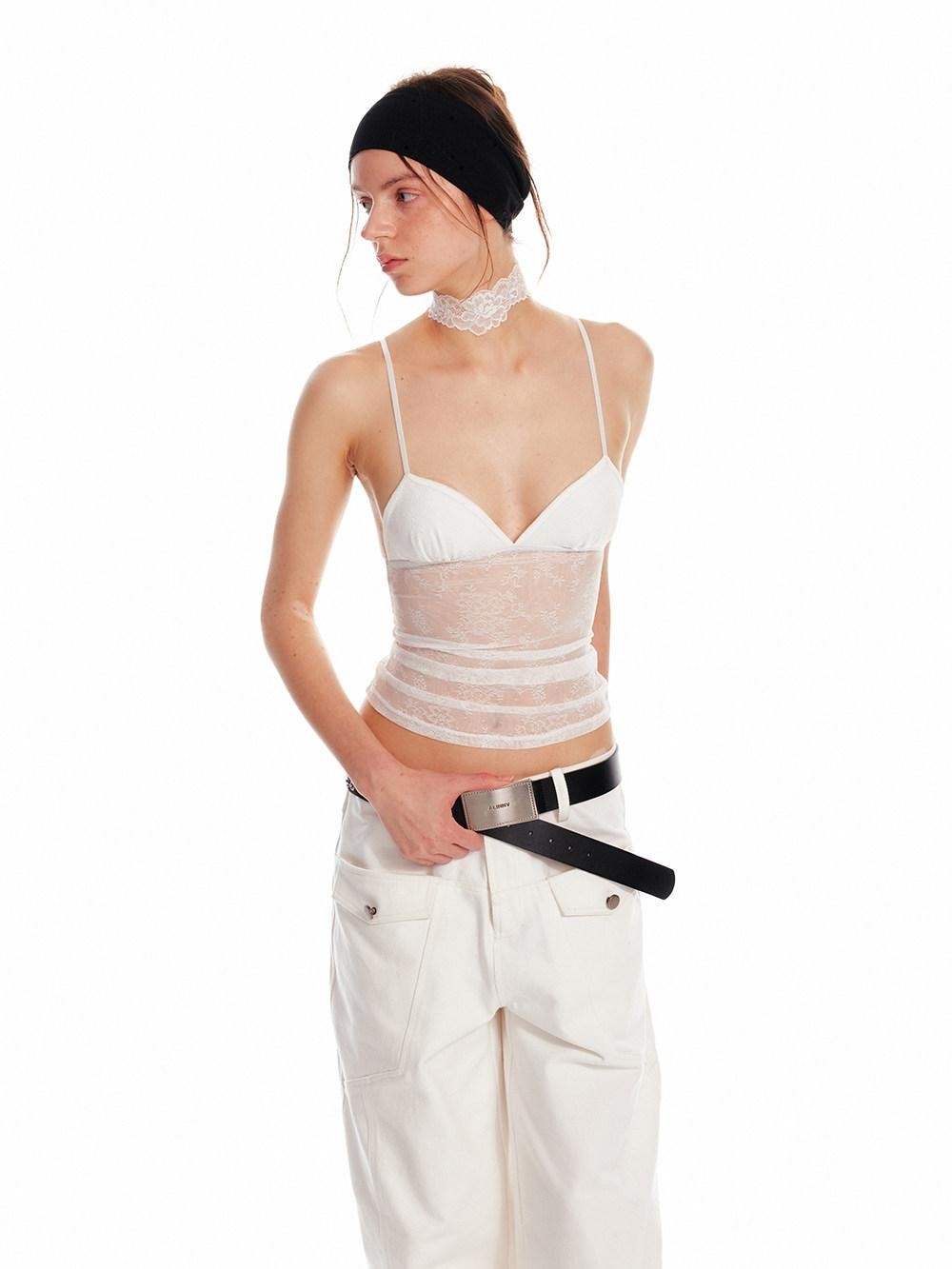 ALINNV Cropped Lace Triangle Cup Adjustable Straps Solid Slim Fit Women&