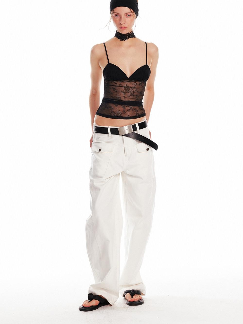 ALINNV Cropped Lace Triangle Cup Adjustable Straps Solid Slim Fit Women&