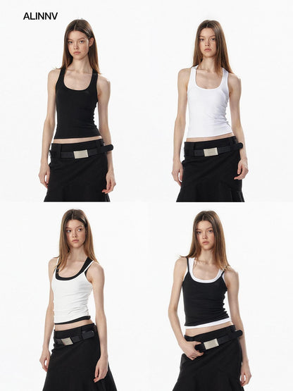 ALINNV Cropped Racerback U Neck Women&