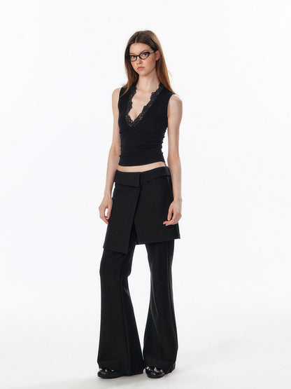 ALINNV Cropped Strappy Deep V Lace Slim Short Camisole Women&